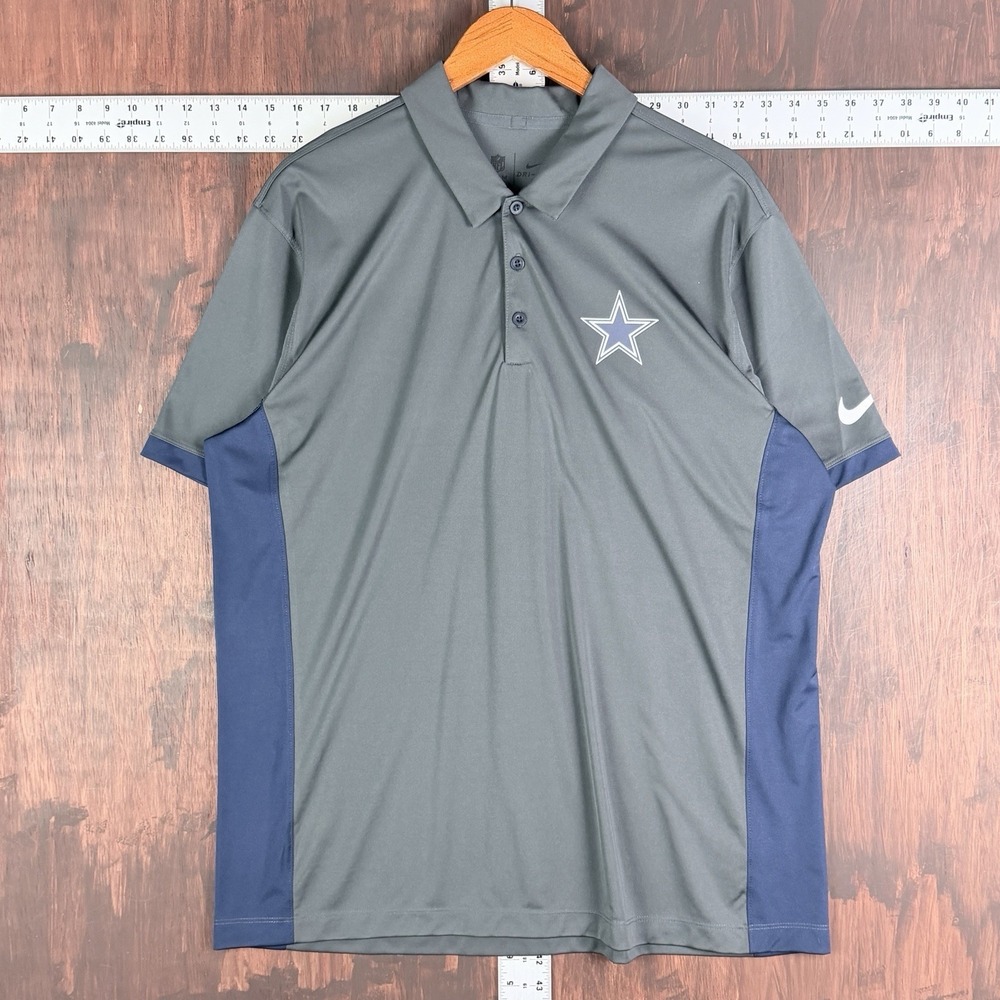 Nike Dallas Cowboys NFL‎ Team Apparel Dri-Fit Polo Blue Gray 849242-060 Men XL